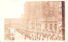 MARCHING DOWN STREET chicago il illinois real photo postcard rppc historic picture