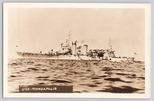 USS Minneapolis CA-36 Heavy Cruiser Original RPPC Real Photo Postcard P-565 EKC picture