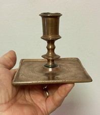 RARE early 17thc Spanish bronze candlestick in excellent original condition picture