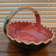 Vintage Stafford Ceramic Watermelon Bowl w Handle Japan Fruit Serving Dish picture