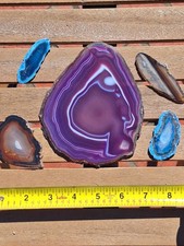 K10 - Polished Geode Agate Slices lot of 5 picture