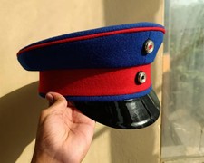 WWI Imperial German Officer Visor Cap Blue Red Prussian Schirmmutze Military Hat picture
