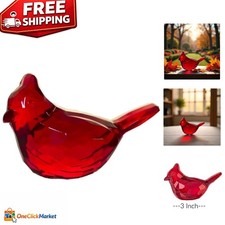Elegant Handcrafted Red Acrylic Cardinal Figurine for Illuminated Home Display picture