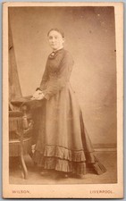 CDV Circa 1870s M.W. Wilson Lady In Dress Liverpool England picture