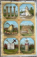 Antique 19th C. IOOF Odd Fellows Encampment Degree Chart Banner Lithograph picture
