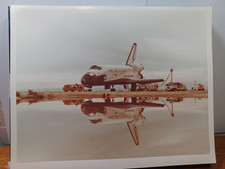 1980's ORG NASA Mirror Photo Space Shuttle Columbia Towed on Lakebed  RRP 824 picture