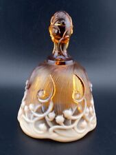 Vintage Fenton Amber Opalescent Lily of The Valley Floral Glass Bell picture
