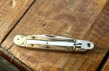 Vintage Hubertus Solingen Germany Stag Handle Rostfrei Switch Blade Pock Knife. picture