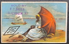 c1890's  Trade Card Fast Neptunite Dyed Umbrellas, F T Bauer, Elizabeth NJ picture