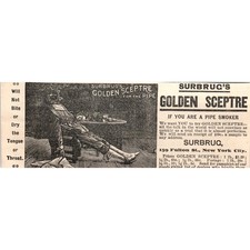 Surbrug's Golden Sceptre for the Pipe Fulton St. NY 1892 Magazine Ad AK6-H1 picture