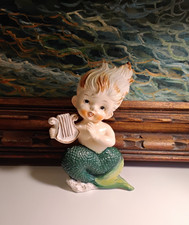 Vintage Bradley Mermaid with Harp Japan ceramic picture