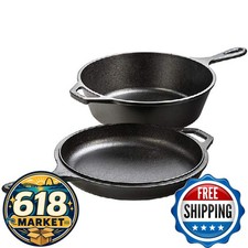 Lodge Cast Iron Combo Cooker 3.2 Quart Deep Pot 10.25 Inch Skillet Made in USA picture