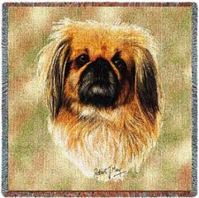 Pekingese Dog Tapestry Blanket Throw Afghan   NWT  -  picture