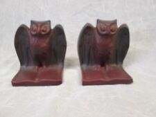 Van Briggle Pottery PAIR 2 HOOT OWL Mulberry Burgundy Bookends picture