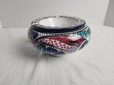 Moroccan VTG 2 PC Clay Glazed Ashtray 6 1/2