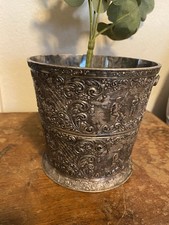 ANTIQUE INTERNATIONAL SILVER REPOUSSE CIGAR HUMIDOR GLASS BARBOUR SP CO. 3860 picture
