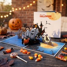 3D Pop‑up Halloween Card Foldable Holiday Wish Card for Party Present Greeting picture