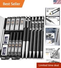 6 PCS Art Mechanical Pencils Set, Black Metal Drafting Pencil 0.3, 0.5, 0.7, ... picture