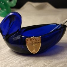 Bayel France Cobalt Blue Glass Swan Dish Bird picture