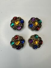 VTG Gold Tone Multicolor Cabochons Button Covers Swirls Lot of 4 picture