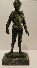 Vintage Depose Italy ‘70 Knight Armor Statue Sculpture Marble Base Medieval picture