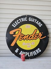 LARGE VINTAGE  FENDER ELECTRIC GUITARS PORCELAIN SIGN 29