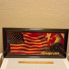 Snap-on American Flag Bald Eagle Design Advertising Wall Clock picture