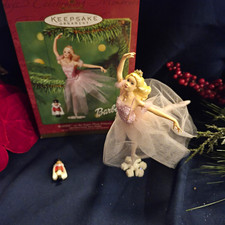 Vtg Hallmark Keepsake Barbie Sugar Plum Princess Ornament Set of 2 2001 picture
