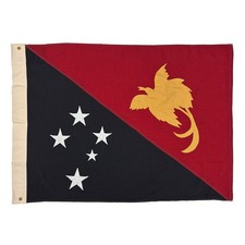Vintage Sewn Cloth Papua New Guinea Flag Wool Blend Textile Art Decor Oceania picture