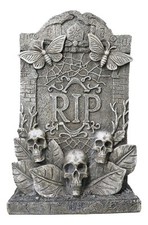 Ossuary Gothic Skulls Death Moths Graveyard Mortuary RIP Tombstone Figurine picture