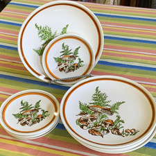 Vintage Royal China Jeanette Corp. Woodland Magic, 6 dinner, 6 Dessert  plates. picture
