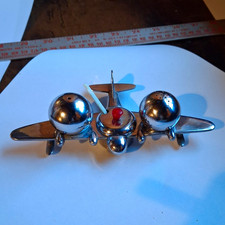 Vintage Art Deco Chrome Jet Airplane Condiment Cruet Set REGD 876205 Complete picture