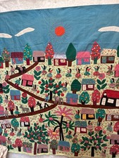 PERUVIAN ARPILLERA Handmade 3D FOLK ART TAPESTRY TEXTILE WALL HANGING picture
