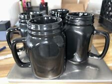 Black Solid Mason Jar Style Mug Coffee Cup With Handle. Pack Of 4 NEW picture