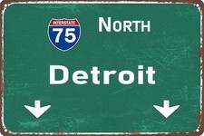 Street Tin Metal Signs North Detroit Interstate 75 Road  Sign for Airport Highwa picture