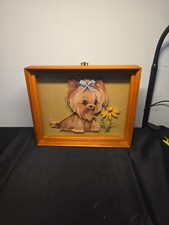 Vintage Yorkie with Daisy Pic 3d Paper Wall Art Framed picture