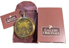 Vtg NIB Gallery Originals Pocket Watch Shaped Metal Pencil Sharpener Brass Plate picture