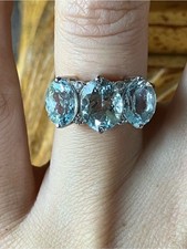 Genuine Aquamarine Sterling Silver Ring Size 6 picture