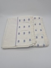 Vintage Embroidered Pillowcases,2 Purple Floral Hand Embroidered Lace, 18x30 picture