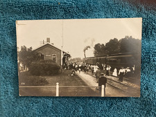 RPPC Buchanan Michigan RR Depot Busy Day Posted 1912 Ira Lindsay Onarga Illinois picture