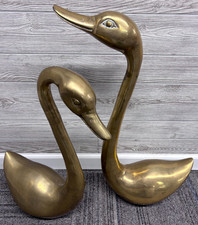 Vintage Large Brass Swan Pair 26