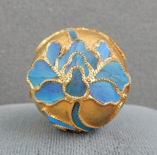 Gilded Silver 25mm Chinese Bead - Kingfisher Feather Tian-Tsui /Diancui picture
