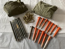 Vintage US Military Half Tent Stakes Poles Ropes OD Shelter Marked 1956 1961 picture