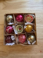 Vintage/Antique Box of German Glass Feather Tree Ornaments In Original Box picture