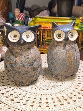 Creative Co-Op Stoneware Owl Vases Set of 2 Lava Reactive Glaze Figurine 5