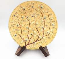 Vintage Jaffar Ali Indian Papier Mache Gilt Floral Platter C1940 Wall Decor picture