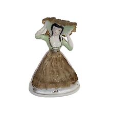 Vintage Lady Figurine From Japan With Green/Brown Dress  picture