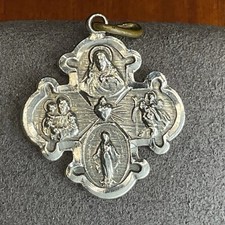 Vintage Forstner Sterling Silver Four-Way Cross Catholic Medal Pendant picture
