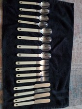 Vintage Northland Stainless cutlery set cream plastic handles Japan picture