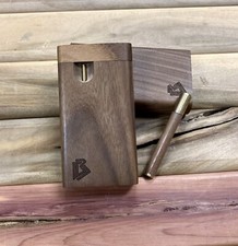 Black Walnut 3.5” Dugout/Stashbox  w  Poker & One Hitter Pipe Set- USA Made picture